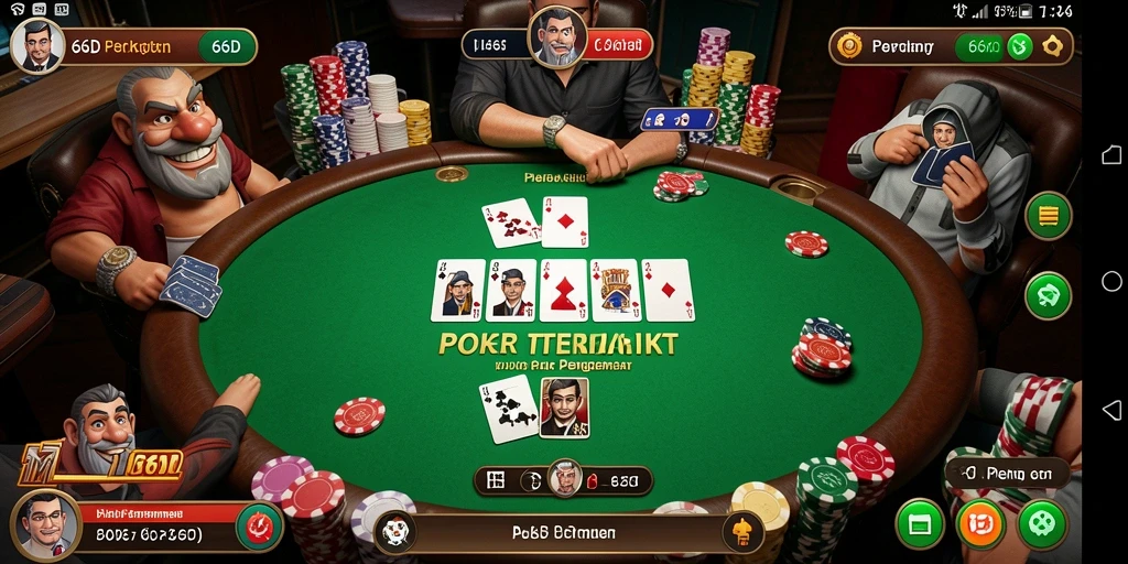 Screenshot gameplay 66D menampilkan aksi poker yang seru.