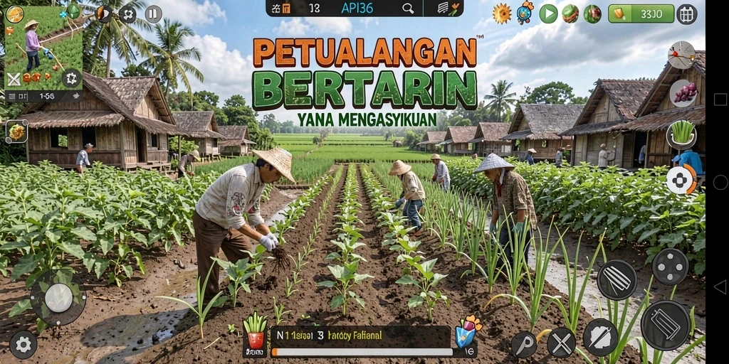 Gameplay menarik API36 yang menampilkan aktivitas bertani.