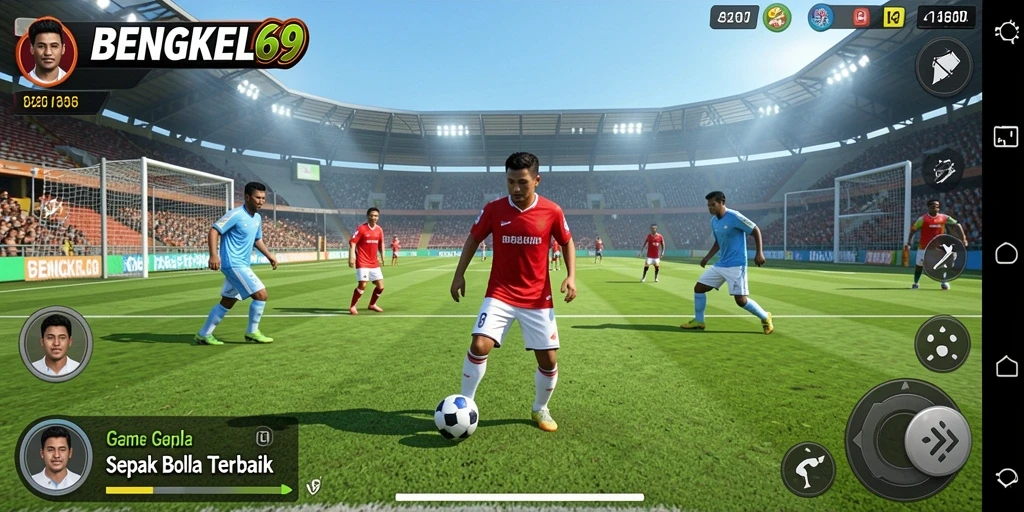 Tampilan gameplay BENGKEL69 yang menegangkan dan penuh aksi sepak bola.