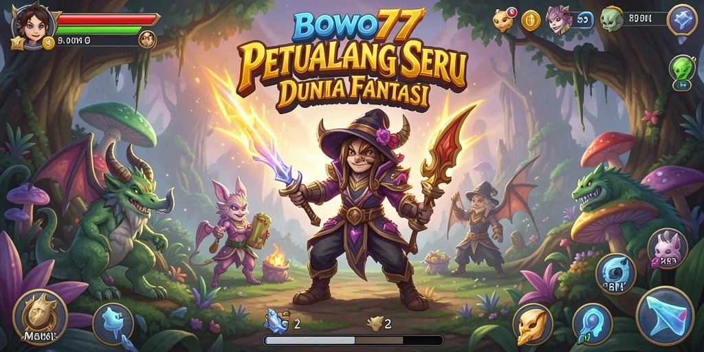 Tampilan gameplay BOWO77 menampilkan petualangan seru di dunia fantasi.