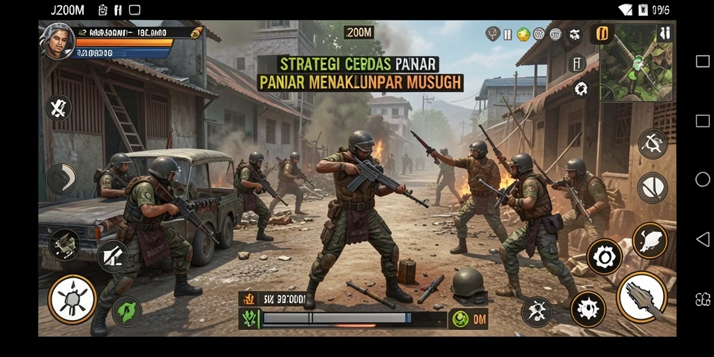Screenshot menampilkan strategi seru dalam pertempuran J200M.