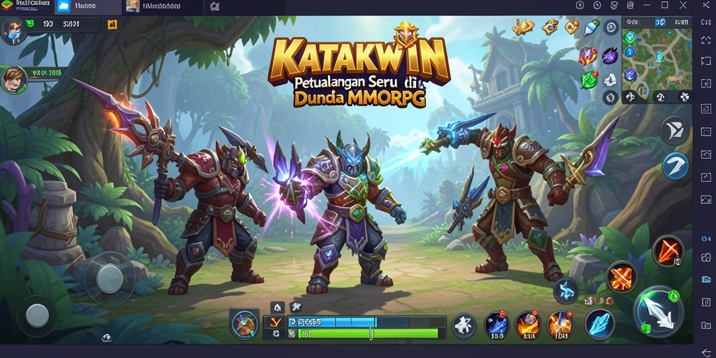 Tangkapan layar KATAKWIN menampilkan aksi seru dalam pertempuran MMORPG.