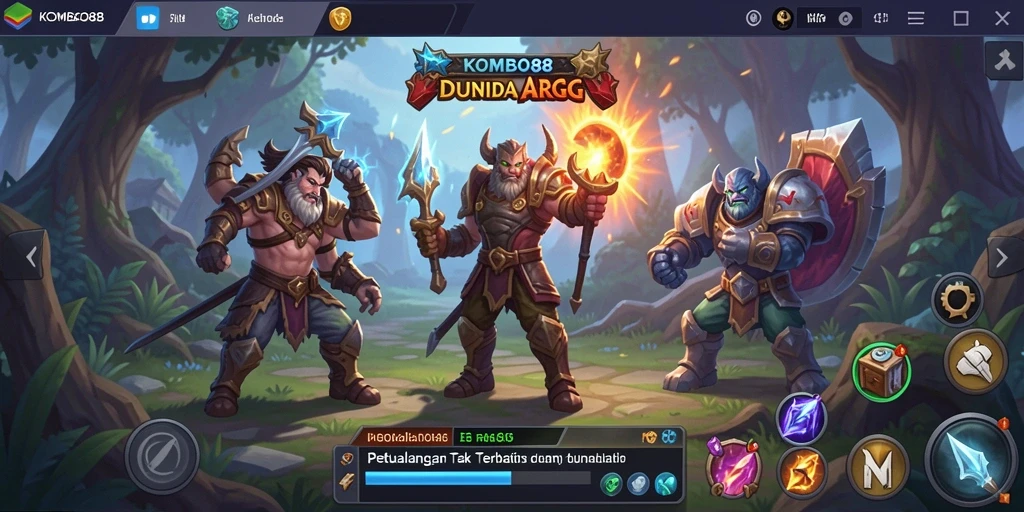 Tampilan gameplay ARPG yang epik dalam KOMBO88.