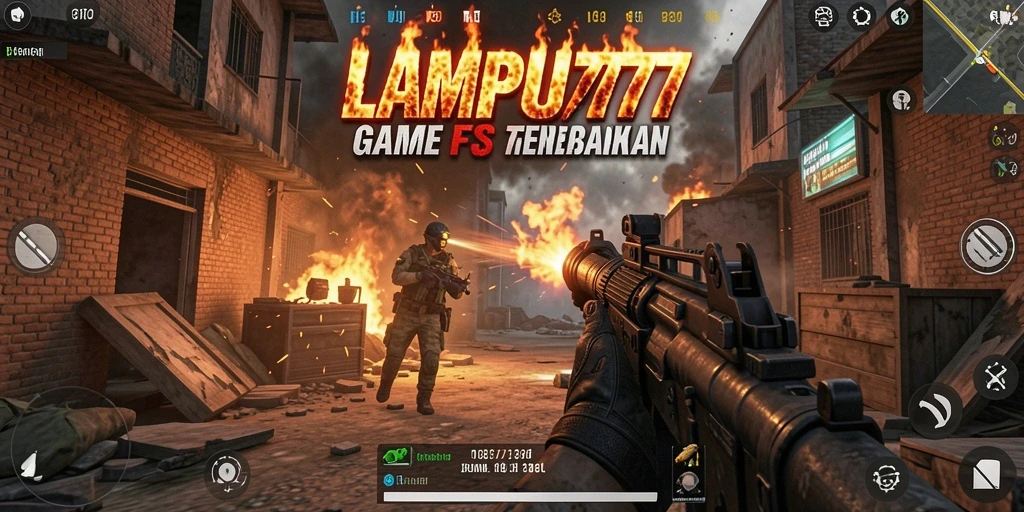 Screenshot LAMPU777 menampilkan aksi tembak-menembak intens dalam game FPS.