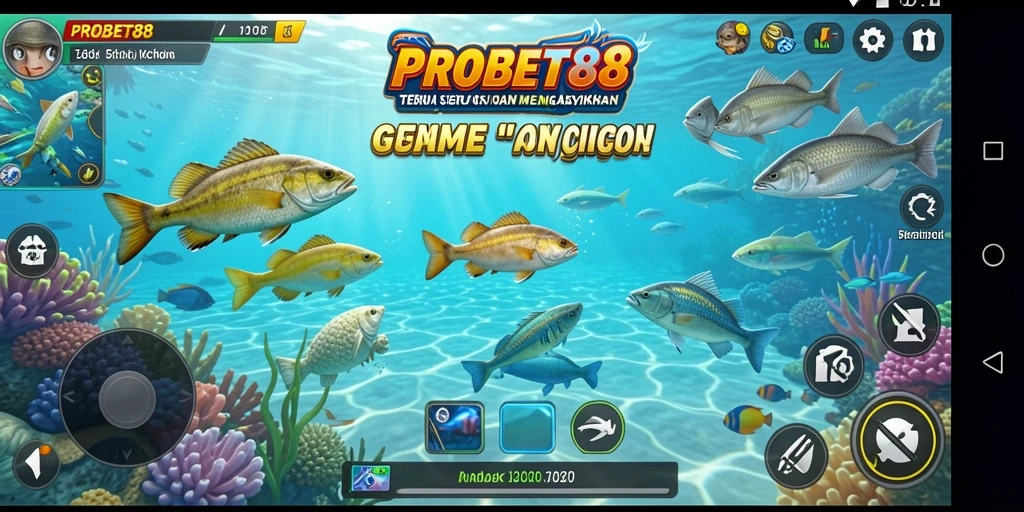 Screenshot PROBET88 menampilkan aksi seru Tembak Ikan di laut.