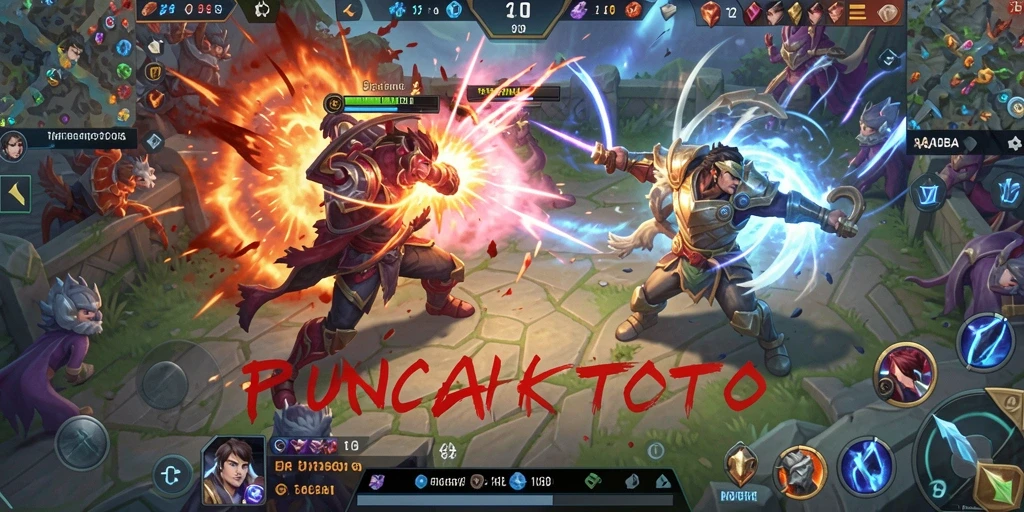 Screenshot PUNCAKTOTO menampilkan aksi ketegangan di arena MOBA.