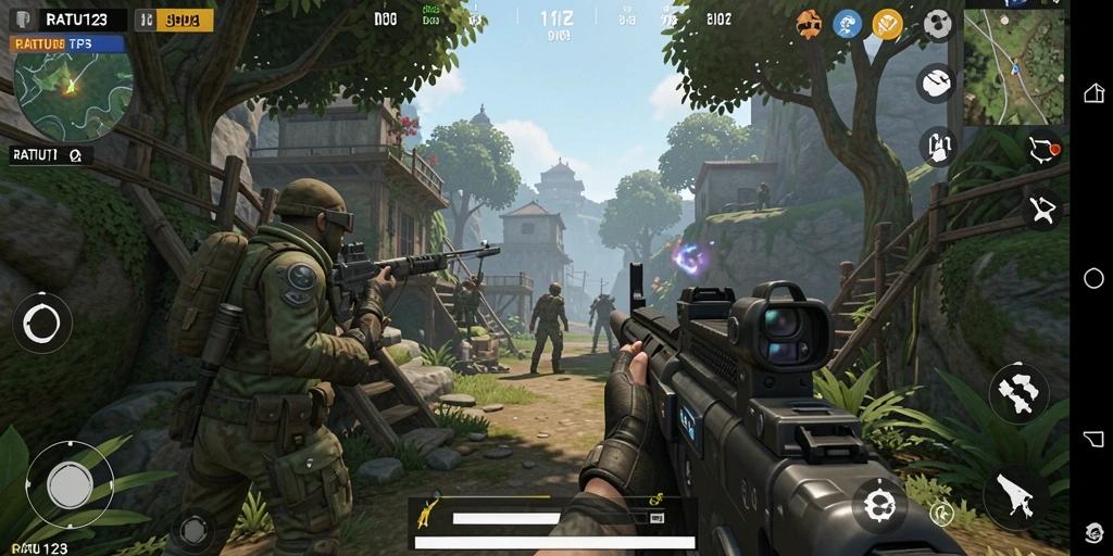 Screenshot gameplay RATU123 menampilkan pertempuran seru dan aksi mendebarkan.
