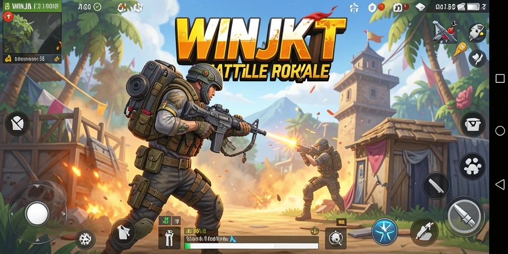 Screenshot gameplay WINJKT menampilkan aksi seru Battle Royale.